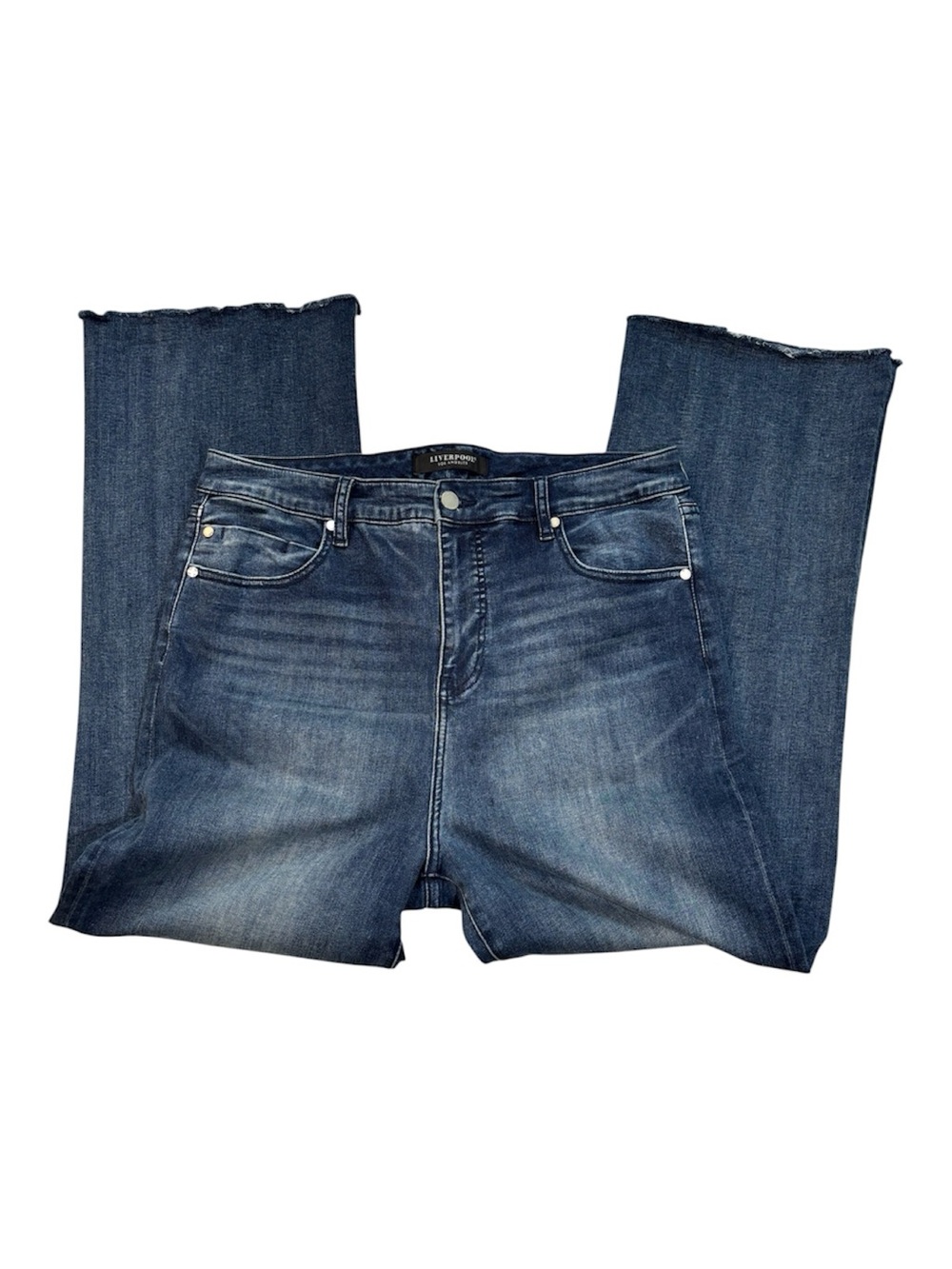 Liverpool Hanna Crop Flare, Dark Blue Denim High-Rise Jeans, NWOT Sz14, 32x26